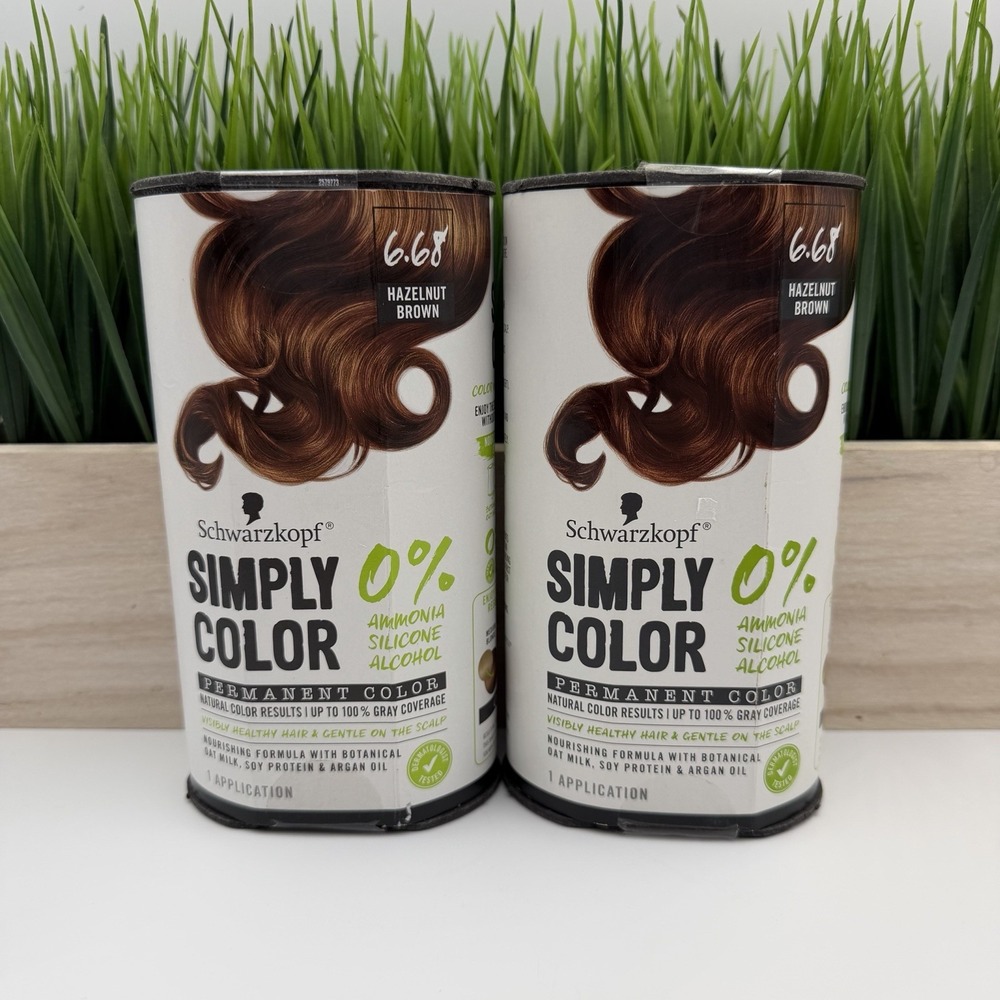 (2) Schwarzkopf Simply Color Permanent Hair Color 6.68 Hazelnut Brown